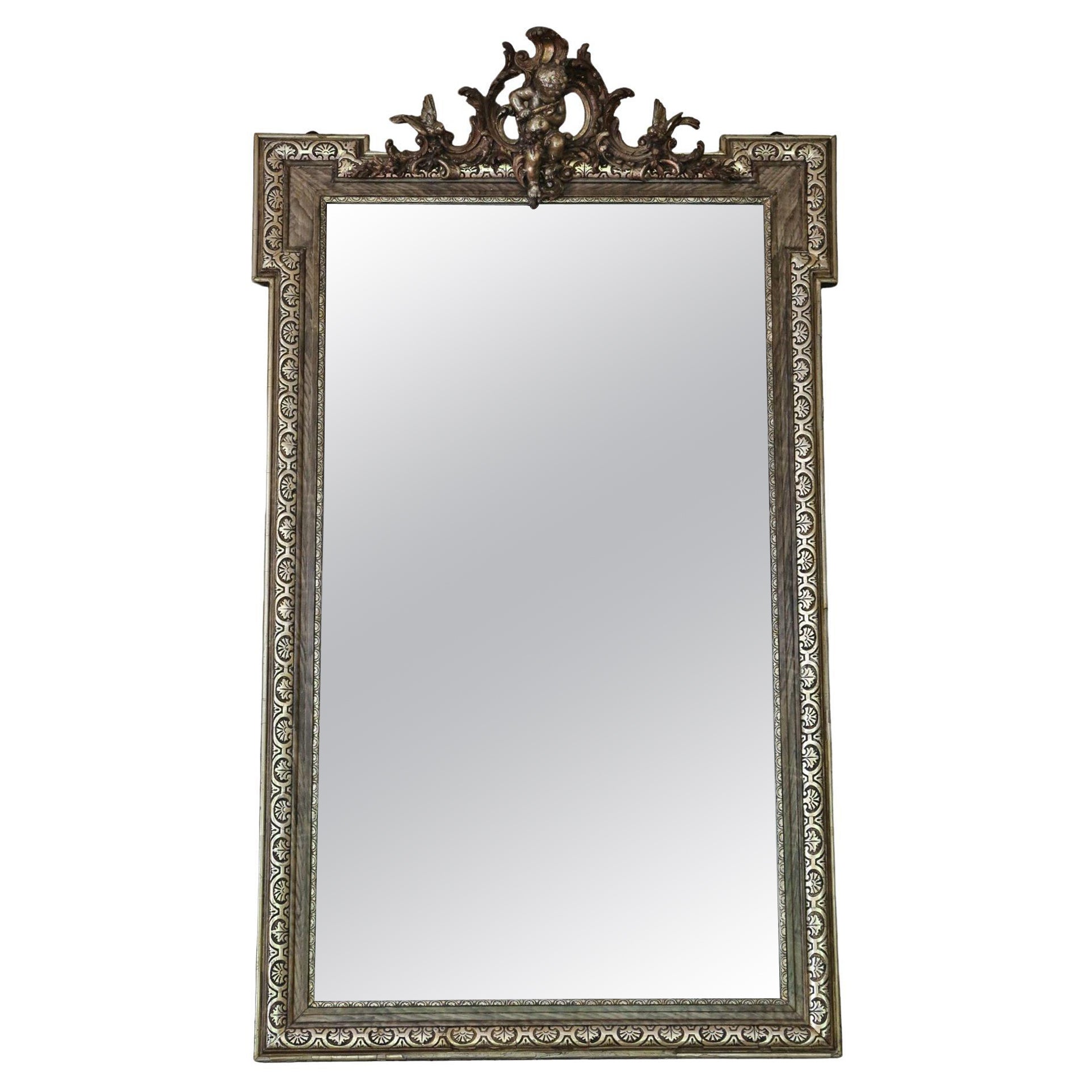 Antique Large C1900 Gilt Overmantle Wall Mirror High-Quality Ornate Design