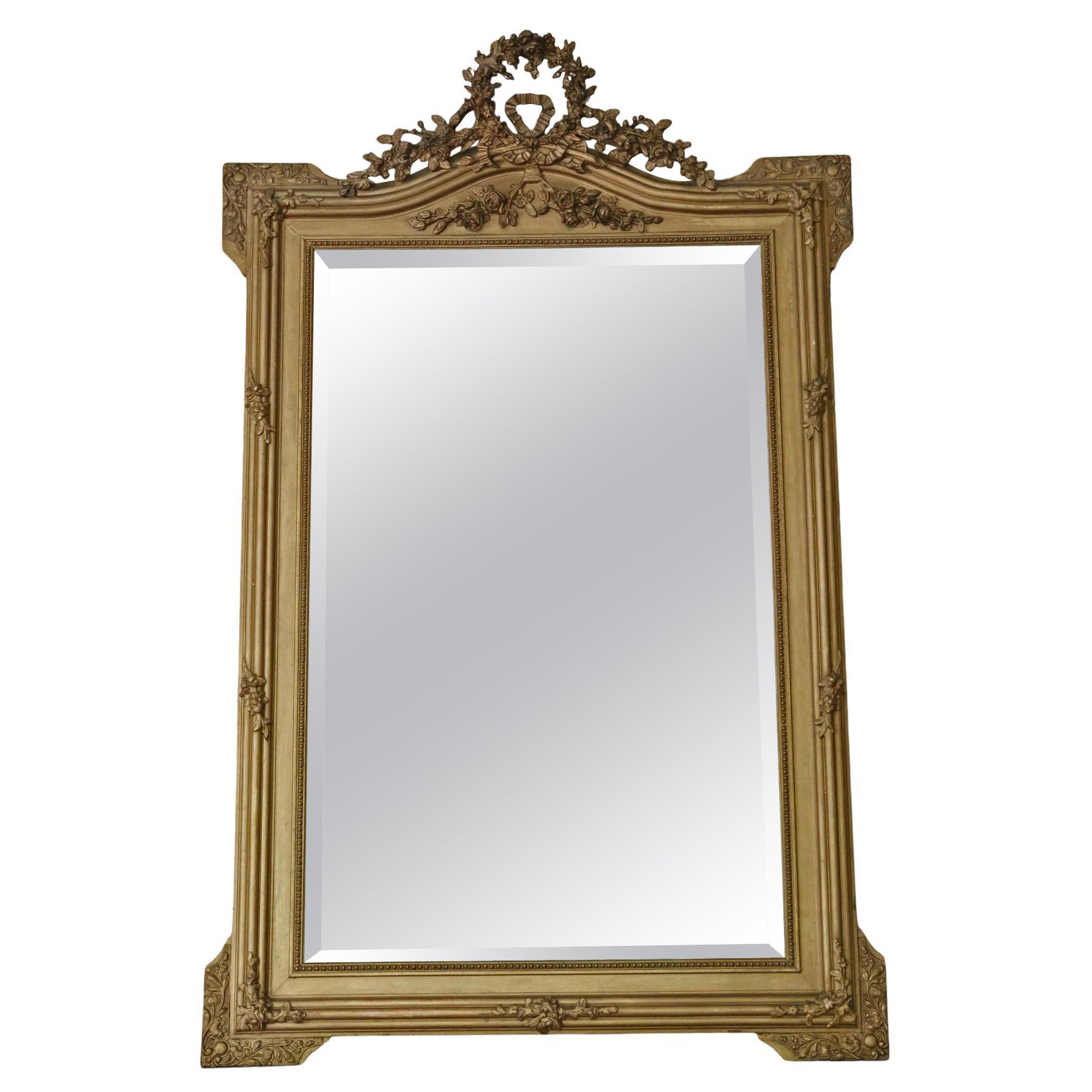 Antique Large C1900 Gilt Overmantle Wall Mirror High Quality Ornate Design