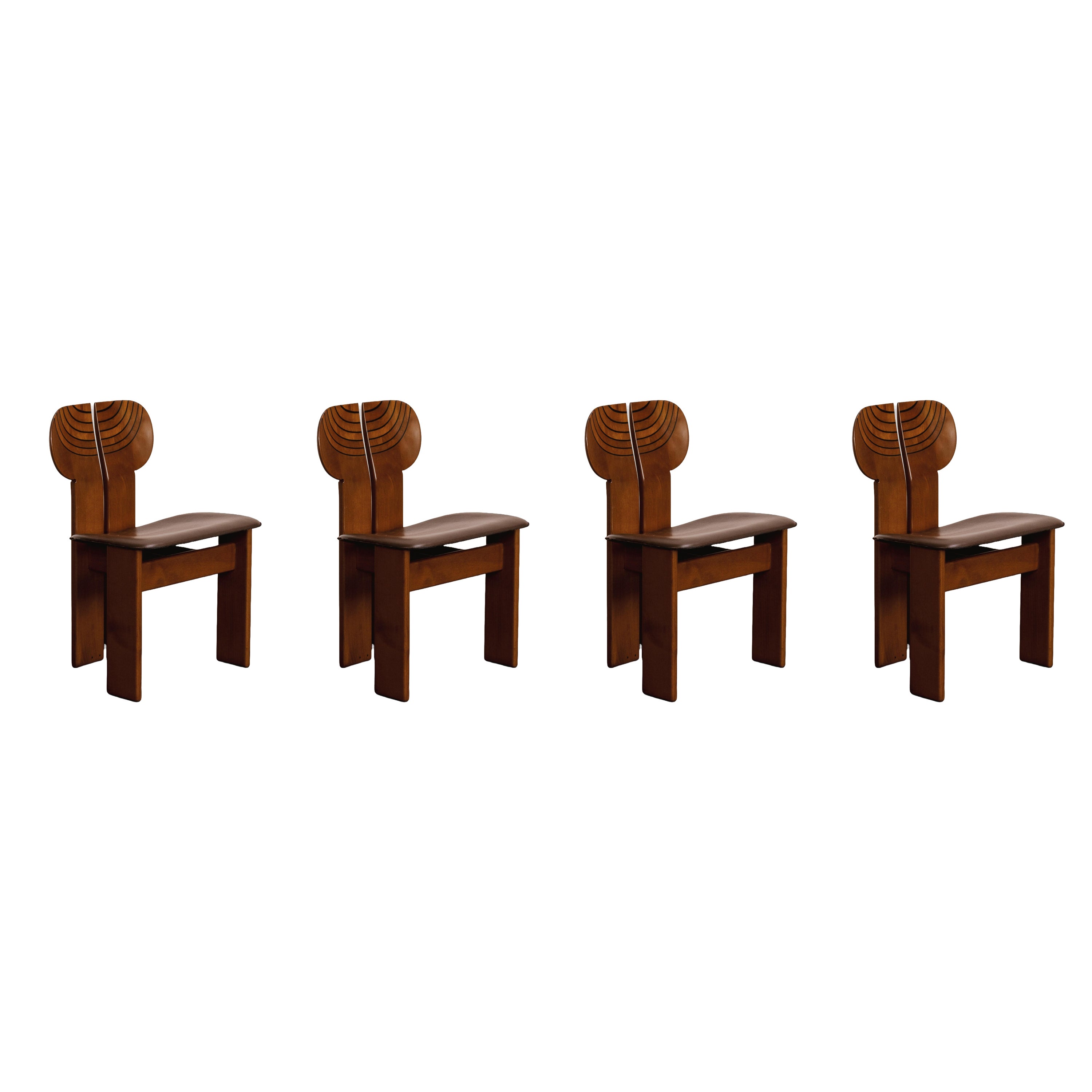 Afra & Tobia Scarpa "Africa" Chairs for Maxalto, Dark Brown, 1975, Set of 4