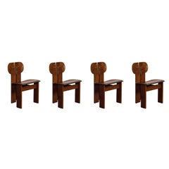 Afra & Tobia Scarpa "Africa" Chairs for Maxalto, Dark Brown, 1975, Set of 4