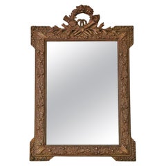 Antique Large C1900 Gilt Overmantle Wall Mirror Quality Ornate Design