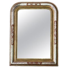 Espejo de pared antiguo grande de plata y dorado del siglo XIX - Calidad