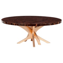 Table de salle à manger patch faite main en marqueterie d'ébène, de chêne et d'or - Boca do Lobo