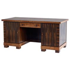 Exceptional Art Deco Desk in Macassar Ebony Attributed to Paul Bromberg