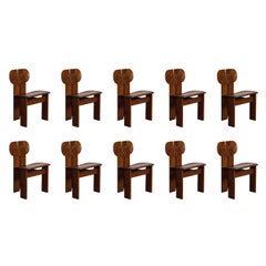 Afra & Tobia Scarpa "Africa" Chairs for Maxalto, Dark Brown, 1975, Set of 10