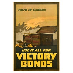 Original Antique War Poster Faith In Canada Use It All For Victory Bonds WWI