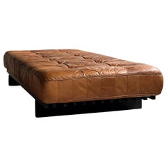 Vintage De Sede DS80 Patchwork Daybed in cognac leather and ash, 1970s