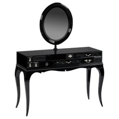 Melrose Dressing Table - Hand-Crafted Varnish Wood & Plated Brass - Boca do Lobo