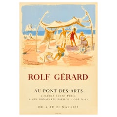 Poster originale d'epoca per mostra d'arte Rolf Gerard Pont Des Arts Lucie Weill