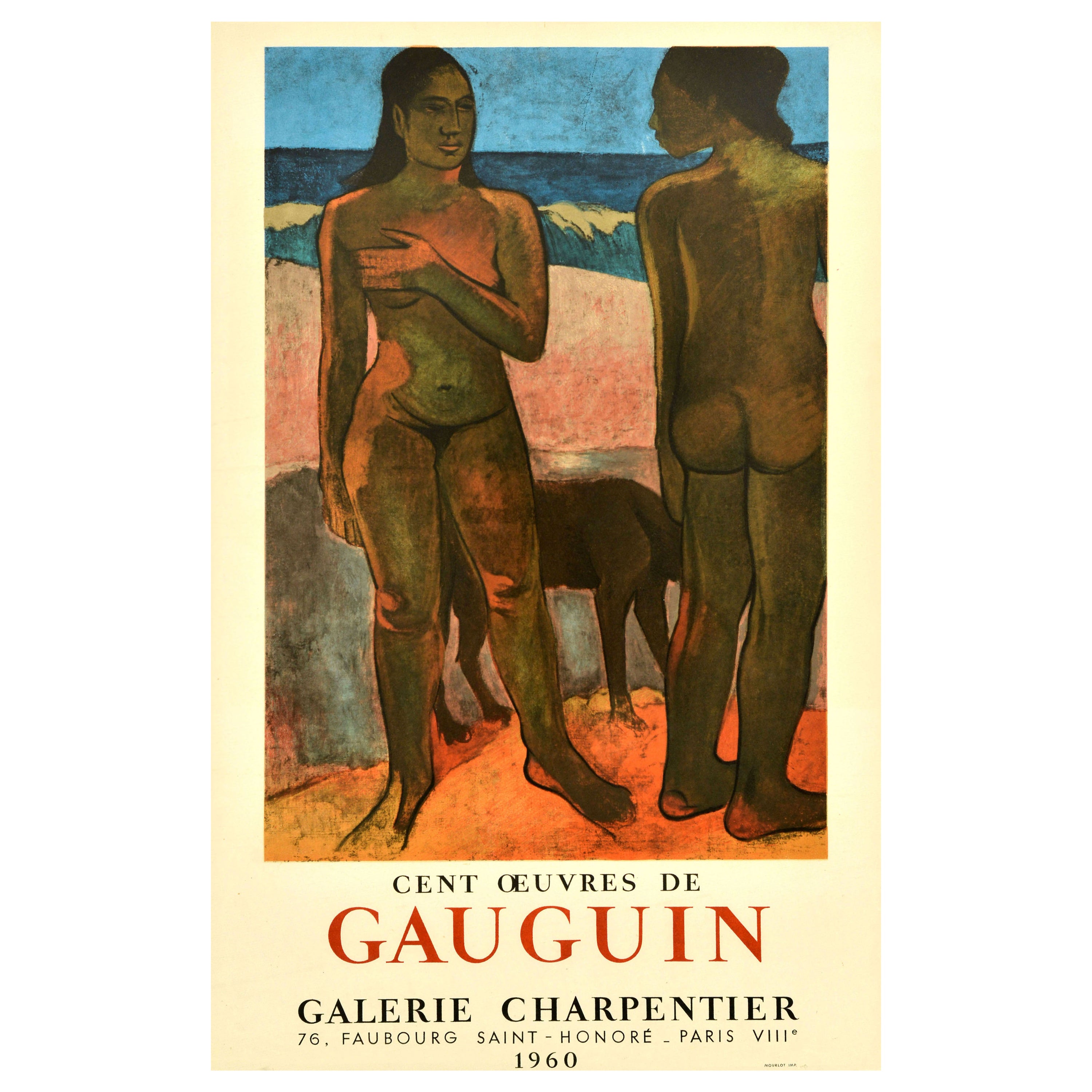 Poster originale d'epoca per mostra Paul Gauguin Galerie Charpentier Tahiti