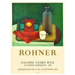 Affiche d'exposition d'art vintage originale de Georges Rohner Galerie Andre Weil Mourlot