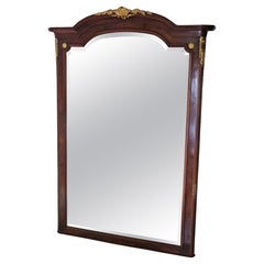 Antique Mirror da parete molto grande in mogano e noce di qualità