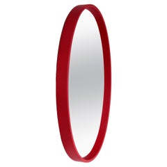 Grande specchio vintage con cornice in similpelle rossa