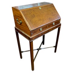 Rare Antique Geo.III Mahogany Campaign style Desk on stand with fitted interior