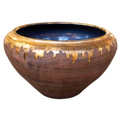 1990s Glazed Decoration Ceramic Centerpiece with Golden on Top