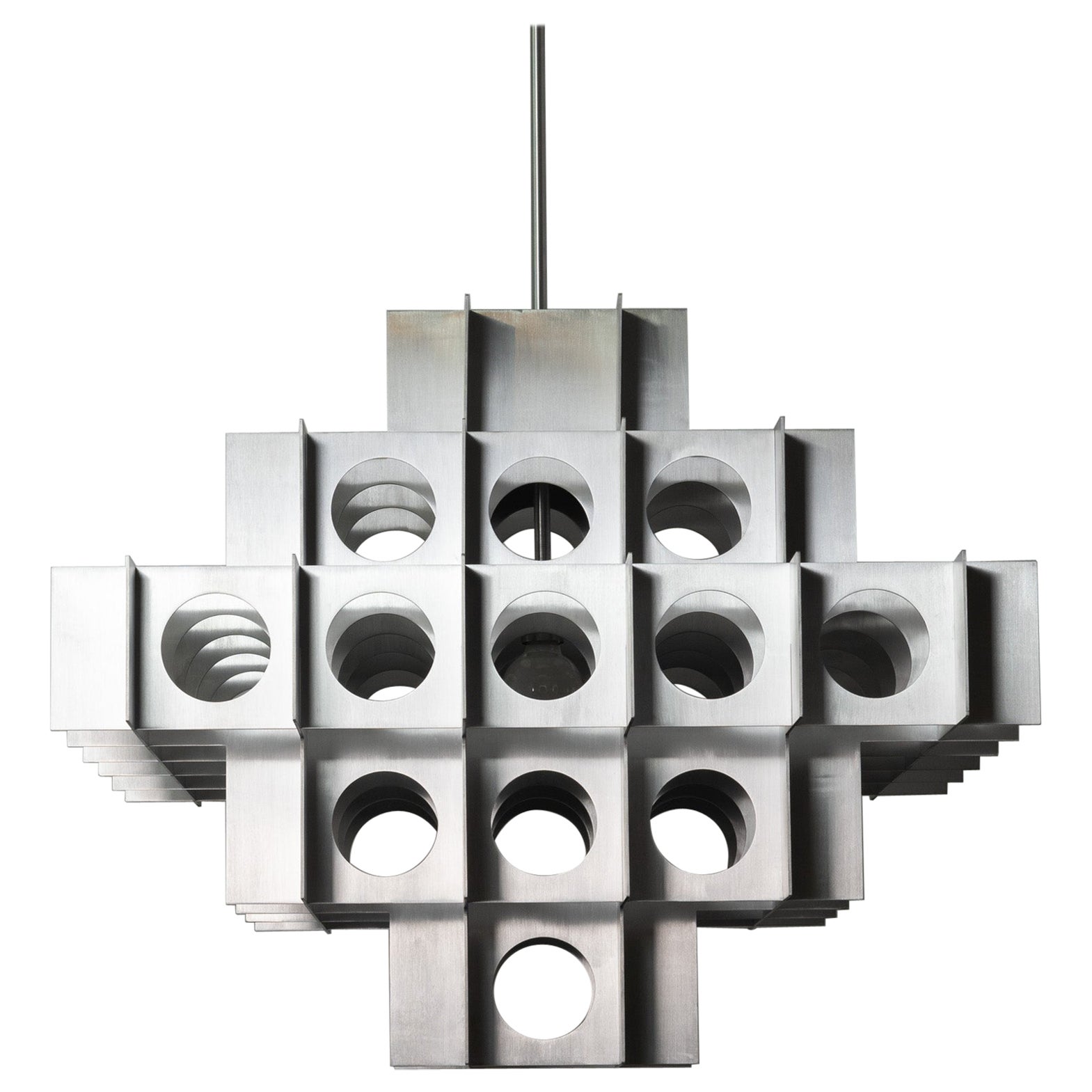 Tenfold 5T 24inch Chandelier Waxed Aluminum Brutalist Pendant Light Customizable