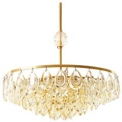 Palwa Chandelier, Gilded Brass and Amber Tone Glass, 1960s 11