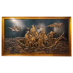 Bas-relief China, 1900 the Eight Immortals and the "Crossing of the Seas."