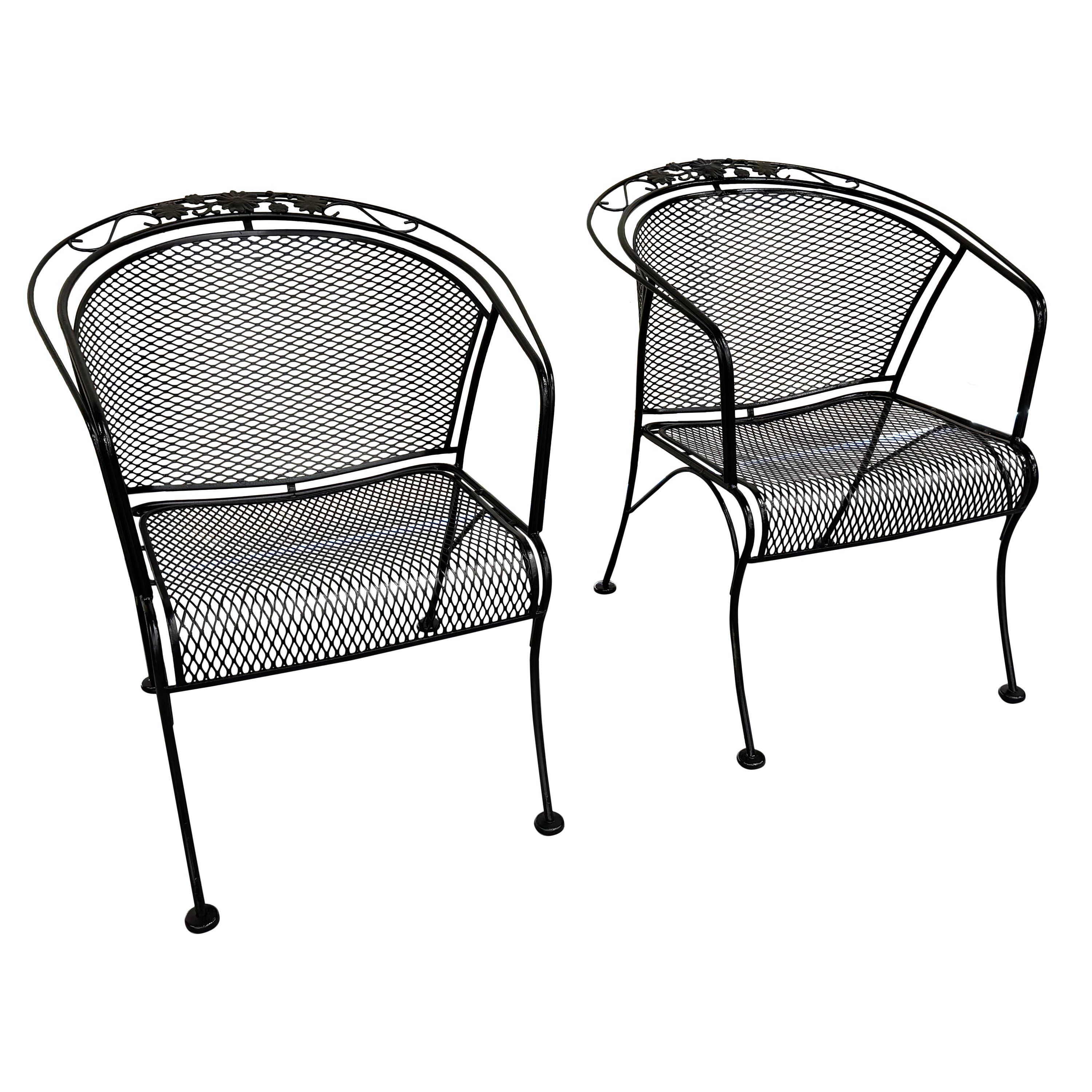 Vintage Pair of  Mid-Century Salterini Curve Back Outdoor Arm Chairs A For Sale