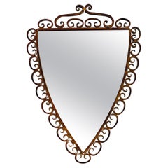 Wall Mirror in Wrought Iron Frame with Painted Finish, Italy
