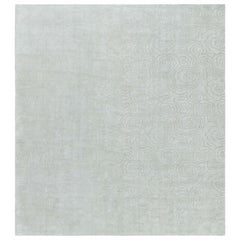 Contemporary Camelia Green Handmade Silk Rug by Doris Leslie Blau