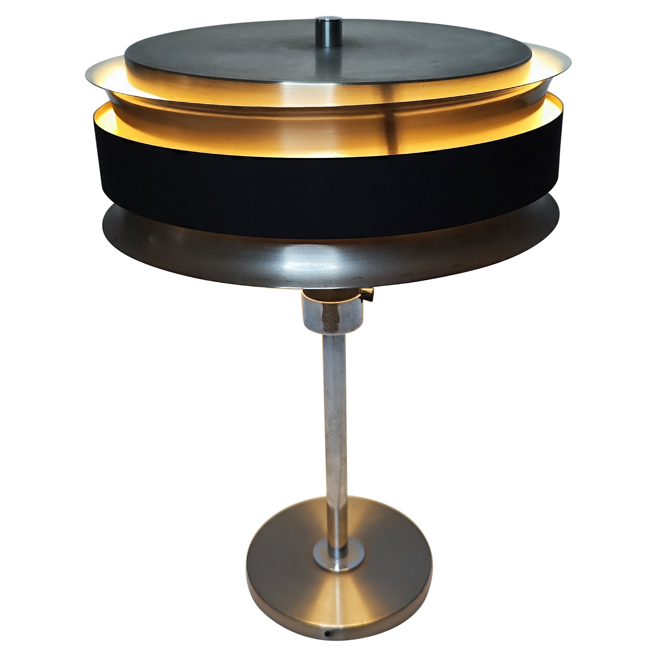 Lampe de table vintage 70s en aluminium bicolore - 1970