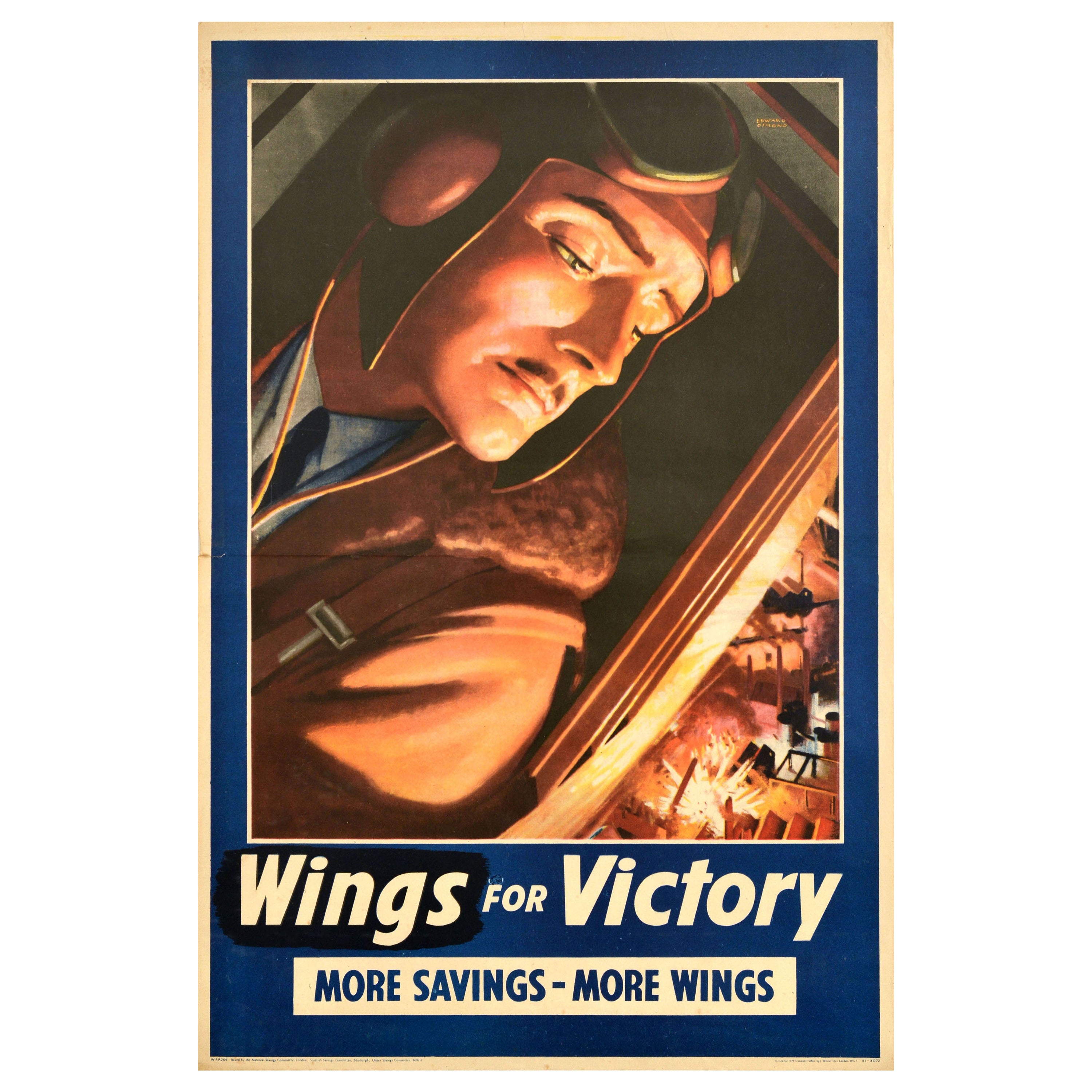 Poster di guerra originale d'epoca Wings For Victory More Savings More Wings WWII RAF