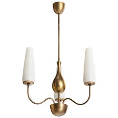 Karl Hagenauer, Chandelier, Brass, Glass, Austria, 1940s