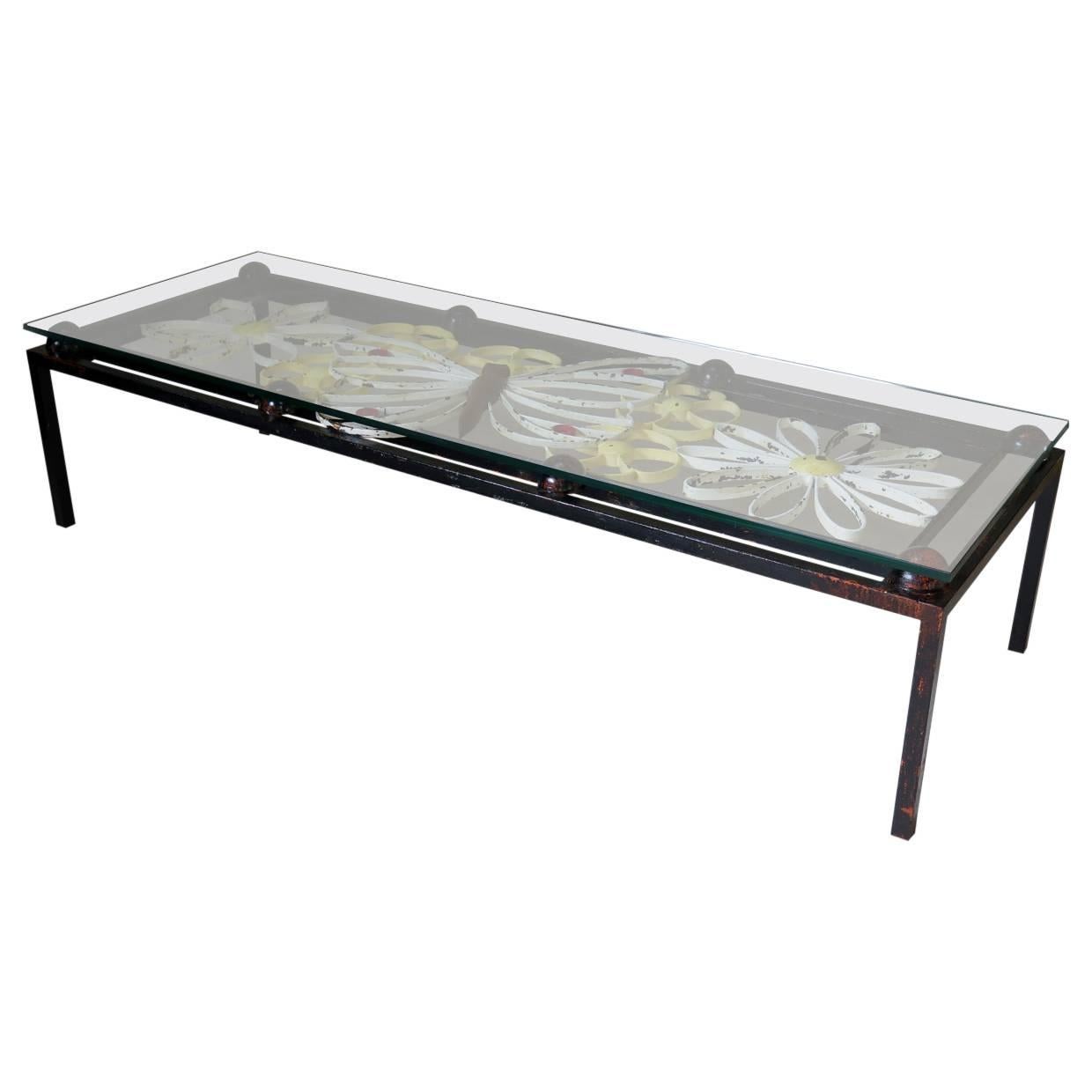 "Butterfly & Flower" Motif Coffee Table, France, circa 1950s