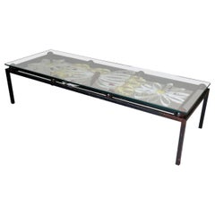 Vintage "Butterfly & Flower" Motif Coffee Table, France, circa 1950s