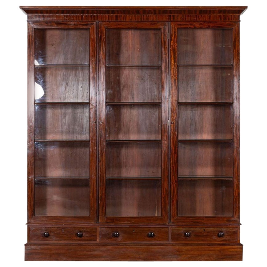 19thC English Glazed Mahogany Vitrine Cabinet