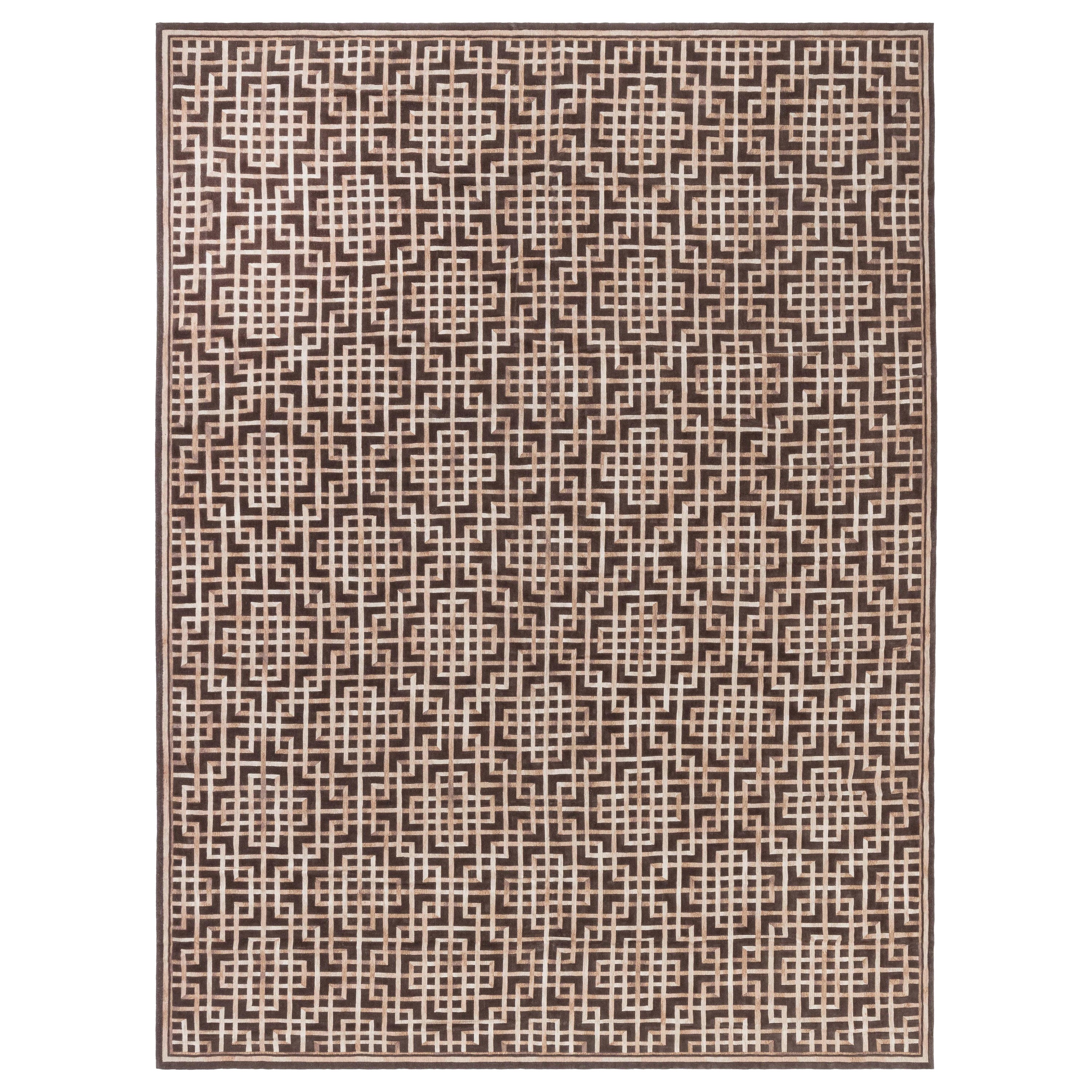 Modern Pavilion Geometric Design Handmade Wool Rug by Dorie Leslie Blau