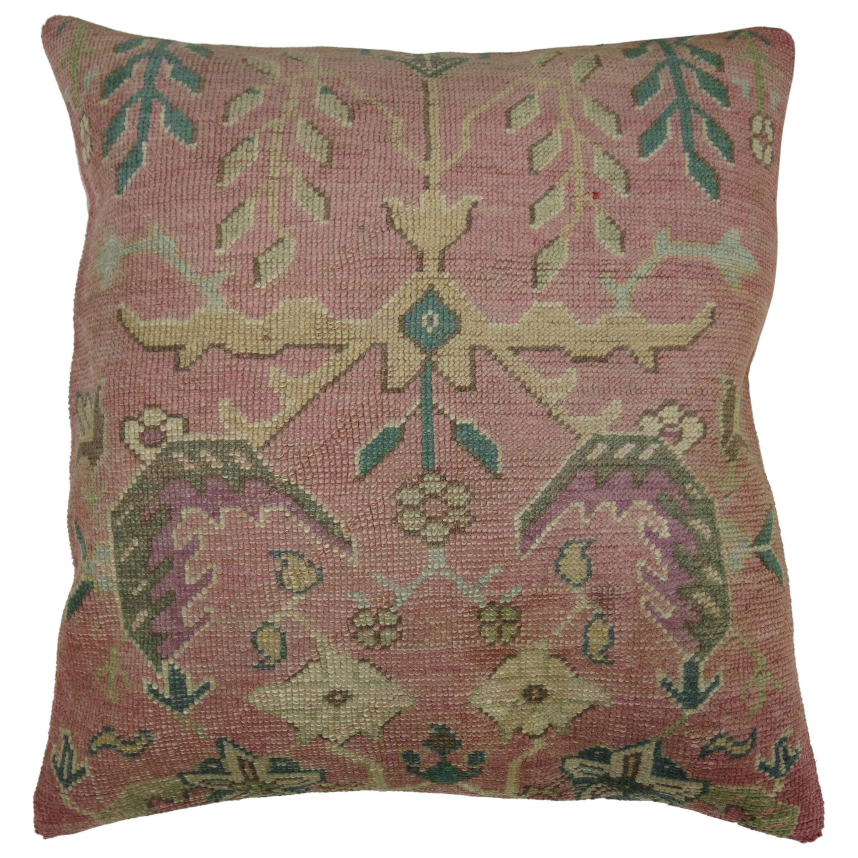 Pink Antique Oushak Rug Pillow
