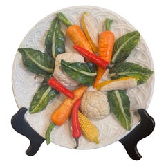 Assiette à Légumes Vintage Christine Viennet "Trompe L'Oeil" Craftée à la main