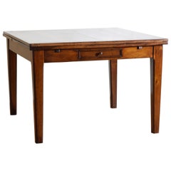 Italian Late Neoclassic Solid Walnut Metamorphic Kitchen Dining Table, ca. 1840