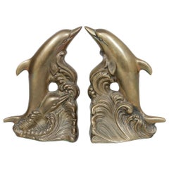 Brass Dolphin Bookends - a Pair