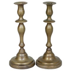 Candeleros de latón torneado - Pareja