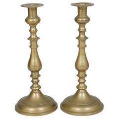 Candeleros tradicionales de latón torneado - Pareja
