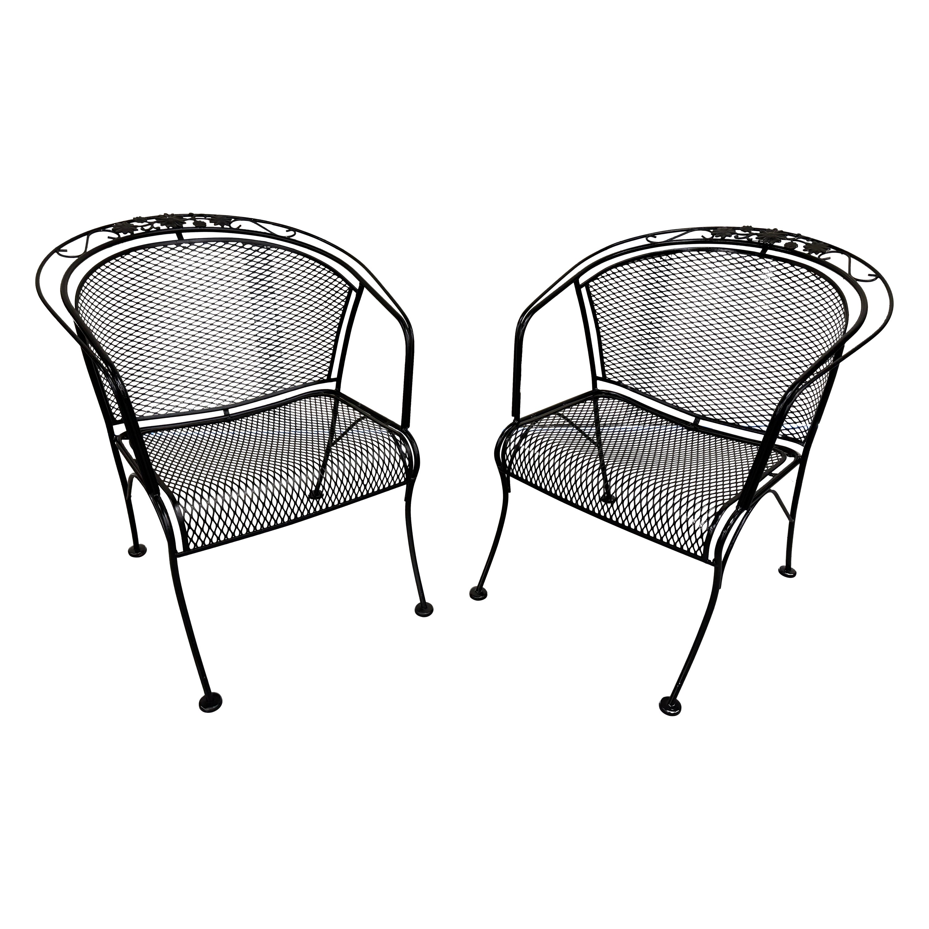Vintage Pair of  Mid-Century Salterini Curve Back Outdoor Arm Chairs B