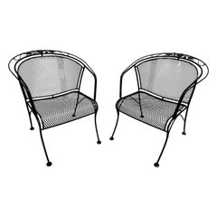 Vintage Pair of  Mid-Century Salterini Curve Back Outdoor Arm Chairs B