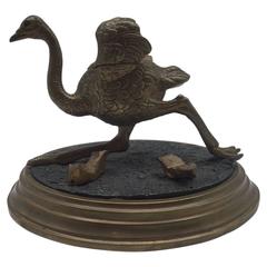 Late 19th Century Ostrich in Motion Inkwell with Ruby Colored Eyes 11