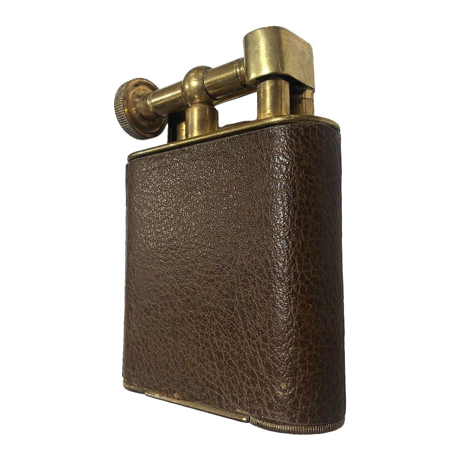 "The Classic Lighter" Brass& Leather Jumbo Tabletop Lighter