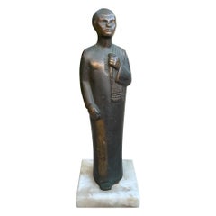 Solid Brass & Marble Figurative Sculpture, Early 20th Century