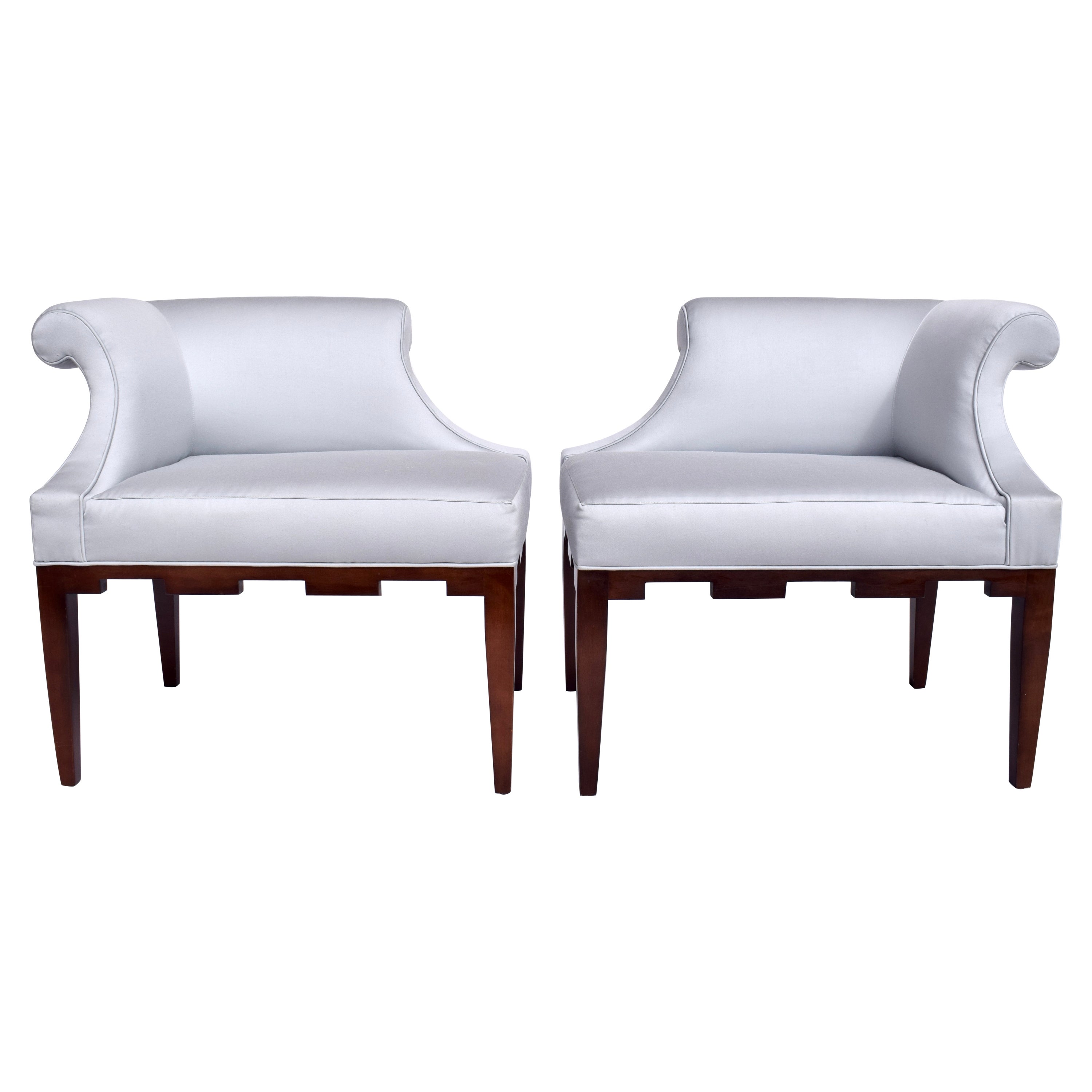 Baker Left & Right Castle Corner Chairs For Sale