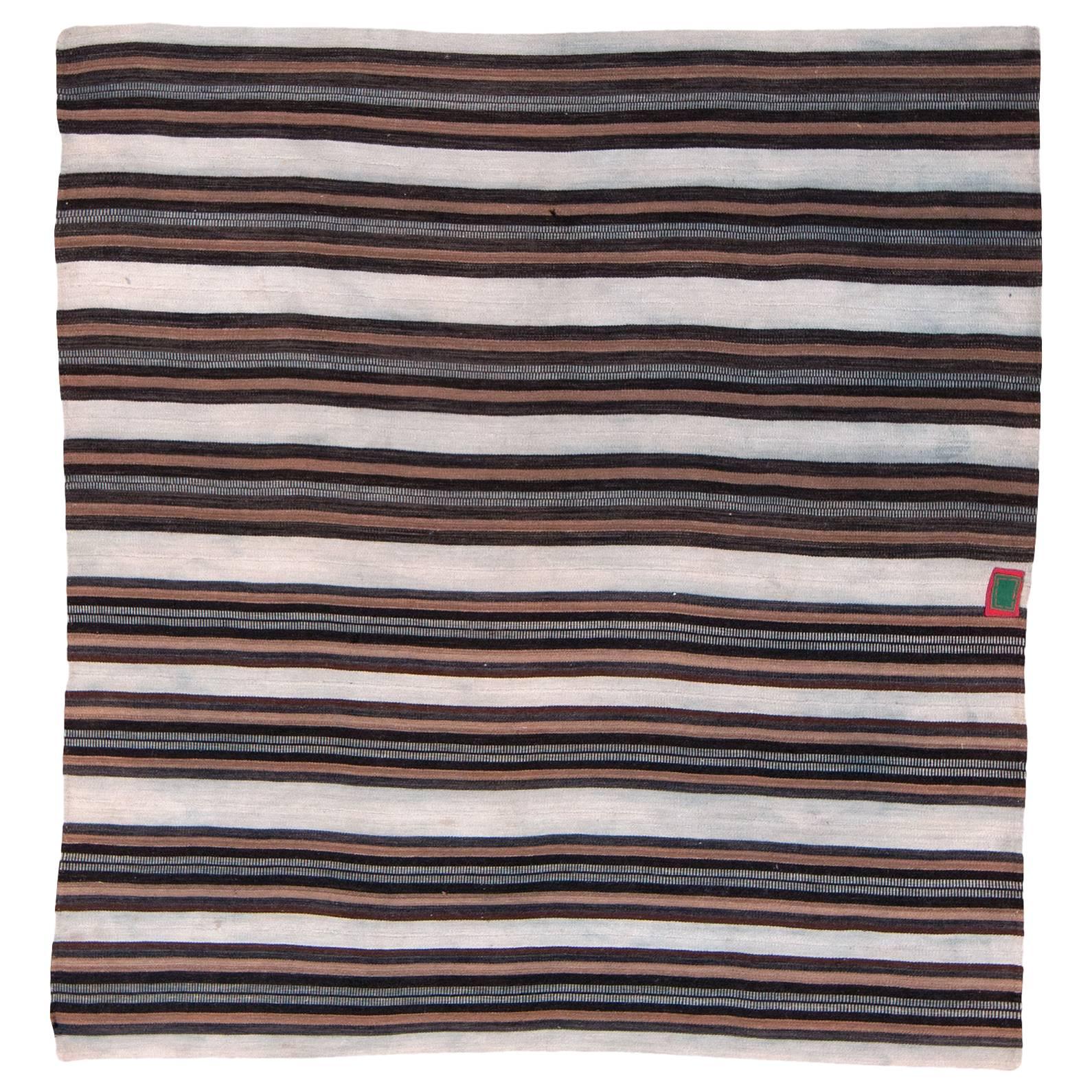 Vintage Tibetan Nomadic Blanket With Stripes 