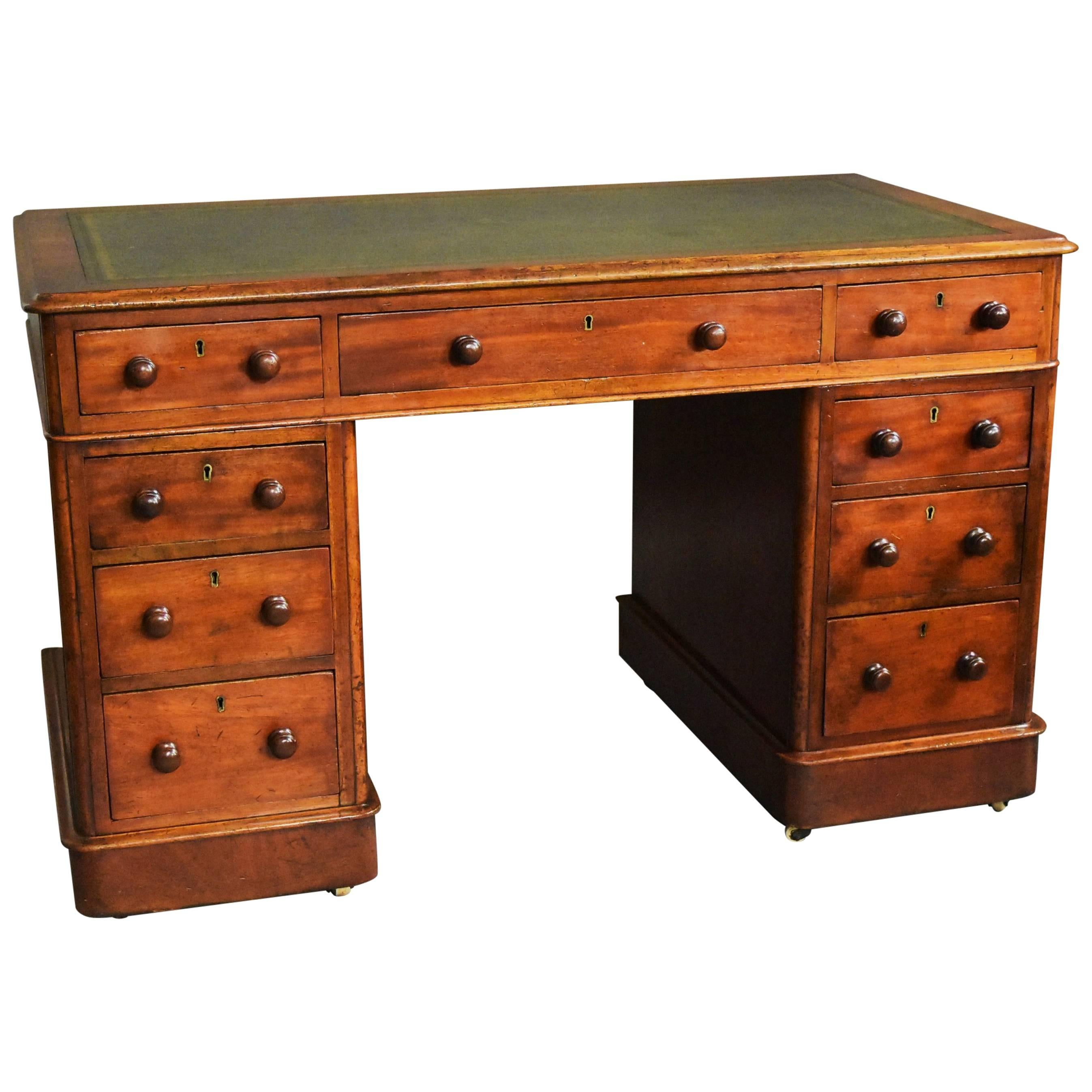 Late 19th Century Mahogany Pedestal Desk of Small Proportions