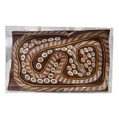 Bardkadubbu rizado Arte aborigen australiano grande Pintura original de serpiente de corteza