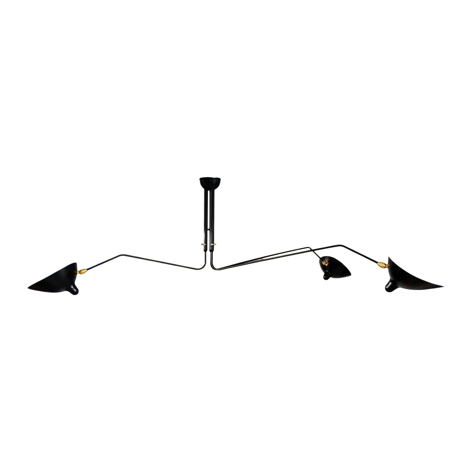 Serge Mouille - Lampada da soffitto con 3 bracci rotanti in nero - IN STOCK!