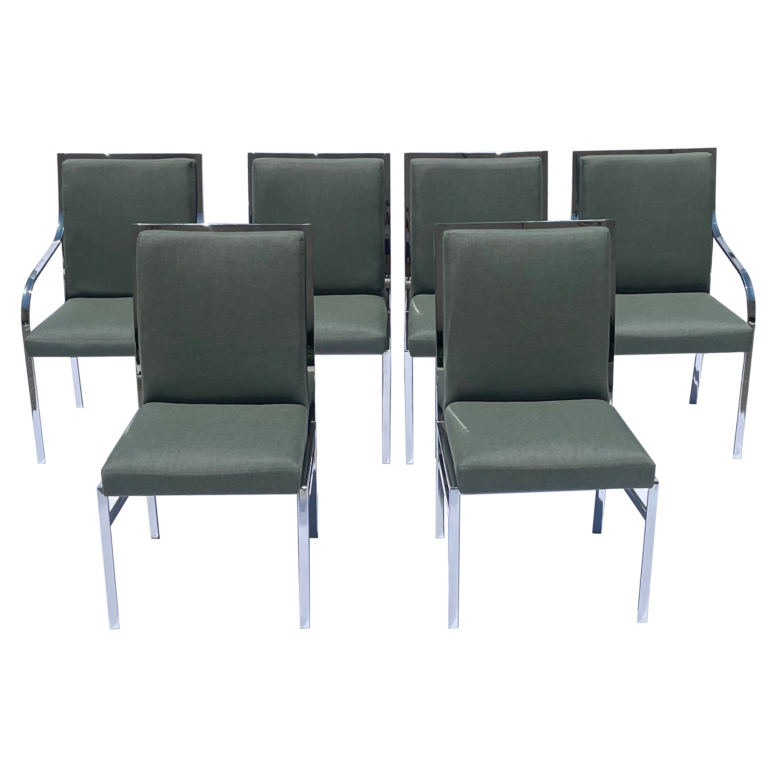 Six Dining Chairs by Pierre Cardin, Newly Reupholstered For Sale
