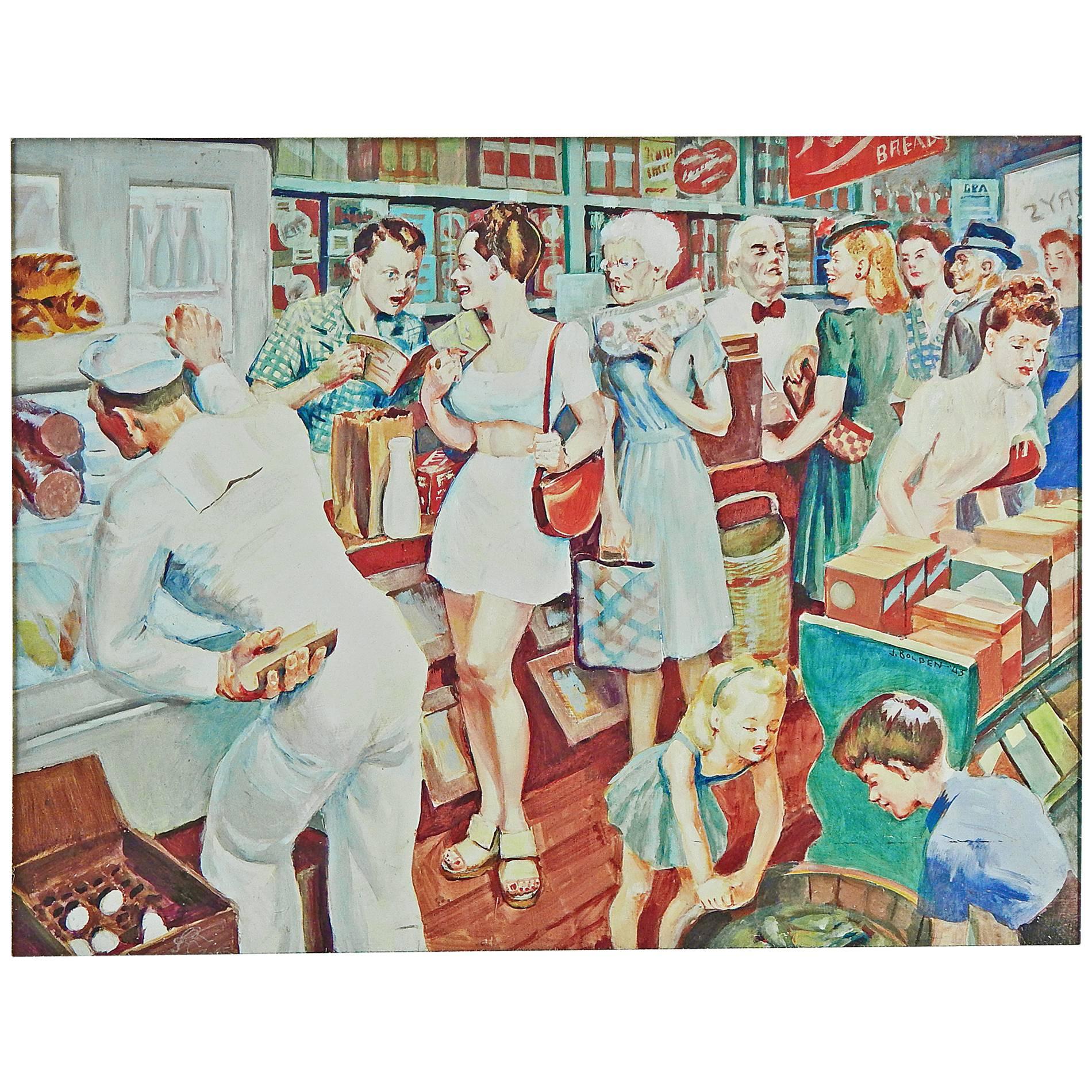 "Home Front Fox Hole, " Vivid Depiction of American Life During World War II For Sale